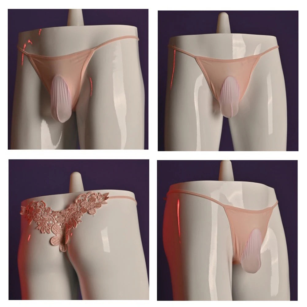 Mutandine Sissy con pouch e pizzo