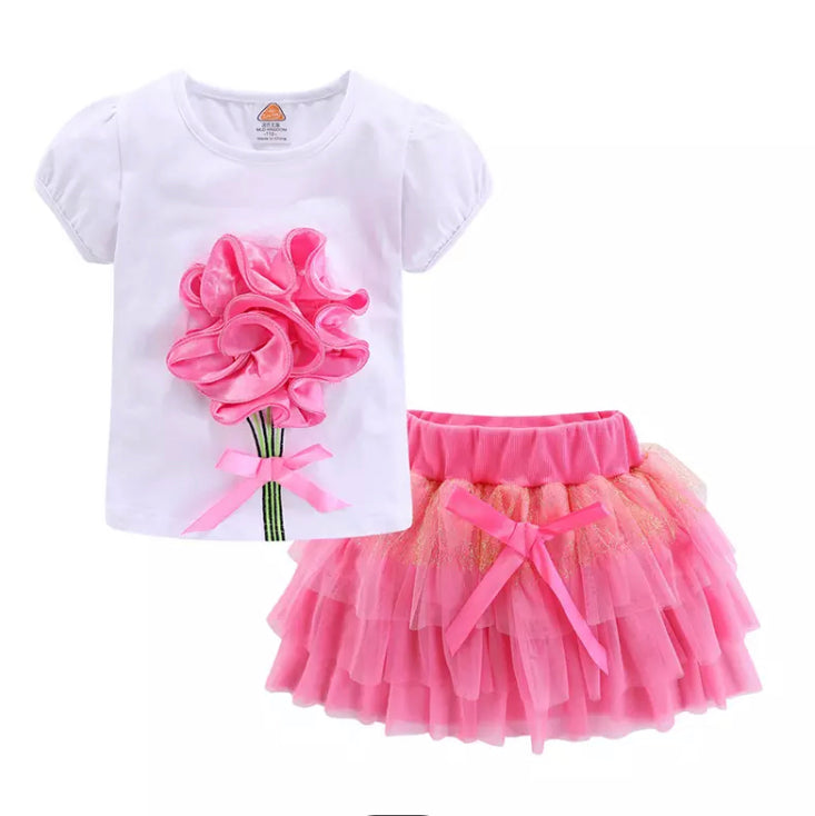Flowery Baby top and skirt set