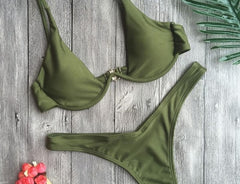 Sexy bikini verde push up e slip brasiliano - @ShopLowCost