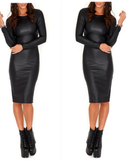 Ms Becky dress with stretch faux leather effect