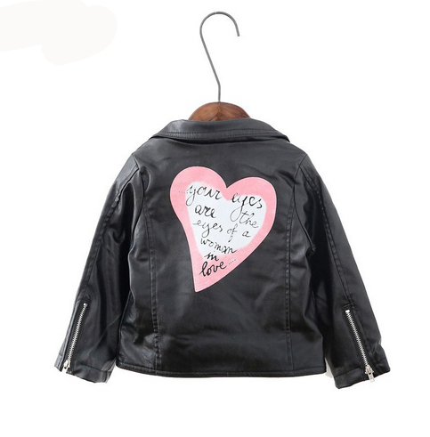 Faux leather girl jacket