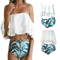 Bikini a fascia tropical bianca e verde - @ShopLowCost