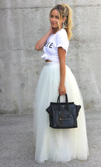 Gonna in tulle bianco a vita alta Maxi Tulle - @ShopLowCost