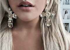 Golden cross earrings