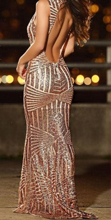 Linnie long dress with sequins and back zip