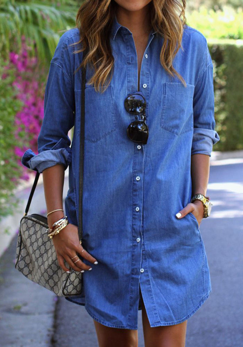 Mily maxi shirt dress in jeans