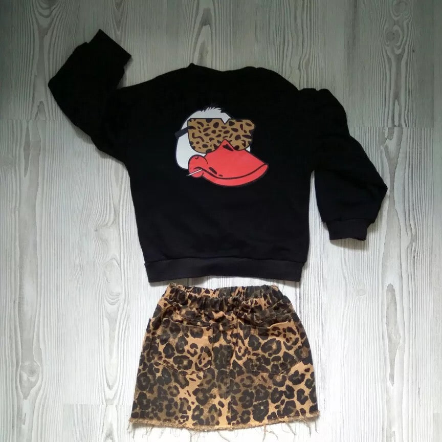 Duck girl's shirt and skirt set