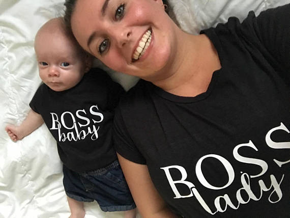 Completo Boss Mamma e figlio t-shirt