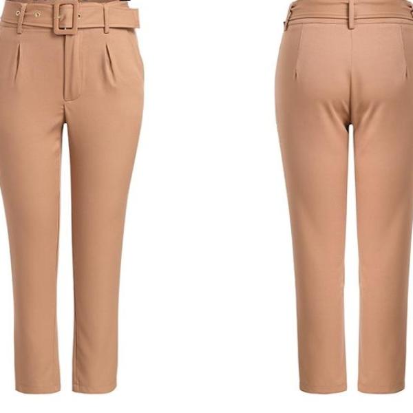 Pantaloni Laila a vita alta con cintura