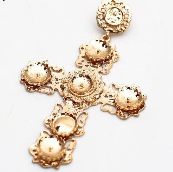 Golden cross earrings