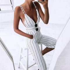 Long Stripy Striped Jumpsuit