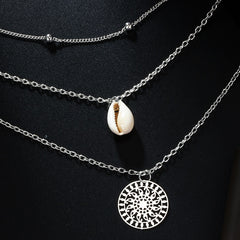 Three layer necklace with pendants