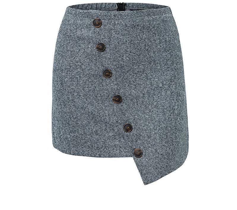 Minigonna a portafoglio tartan grigio asimmetrica Symba - @ShopLowCost