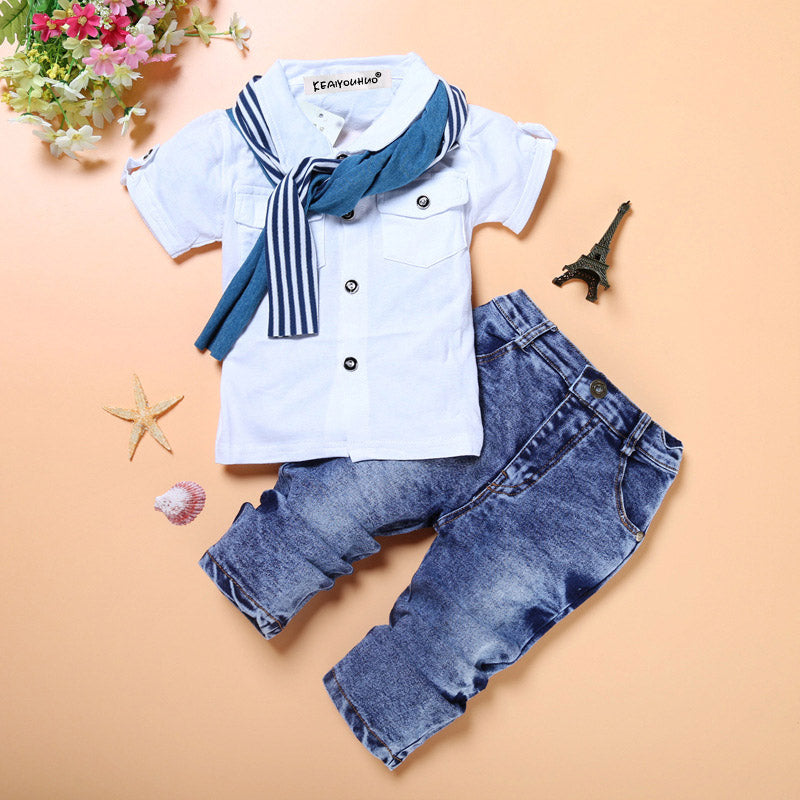 Kevin boy short shirt and long jeans outfit