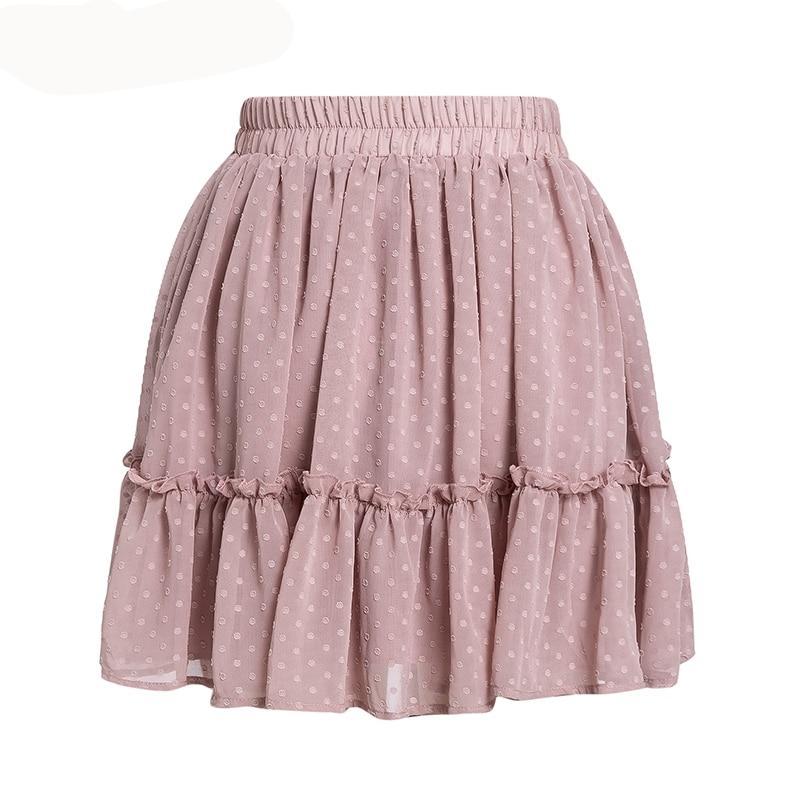 Shaky short polka dot skirt with high elastic waist