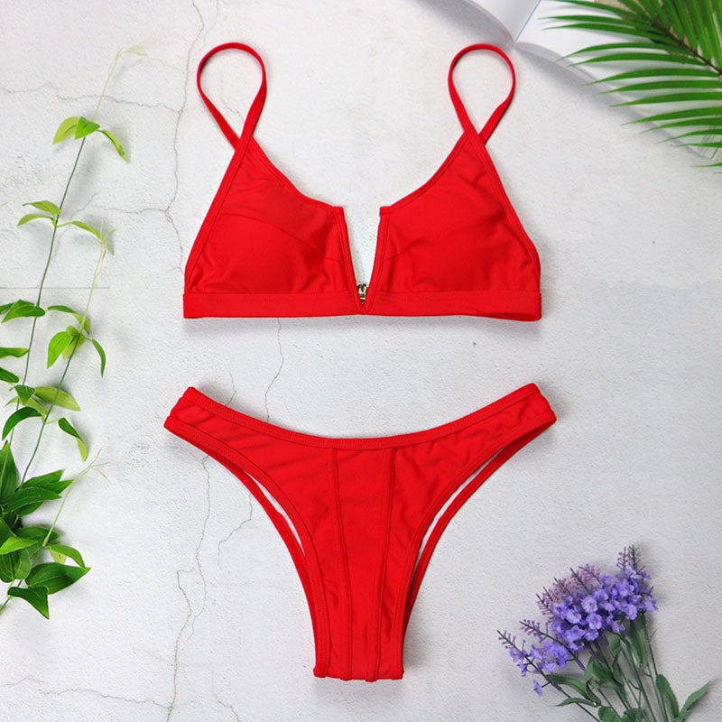 Bikini push up e slip brasiliano rosso - @ShopLowCost