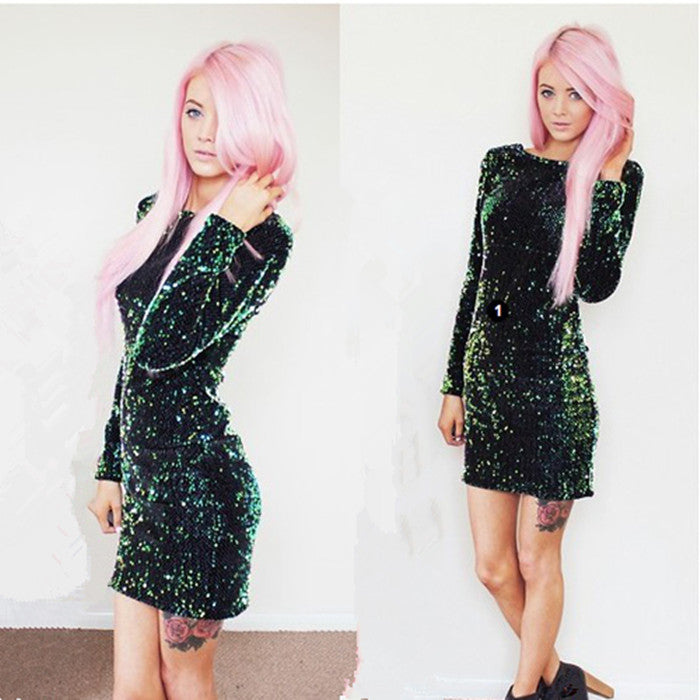 Fashion Glitter short dress with sequins
