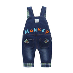 Monkey dungarees in baby jeans