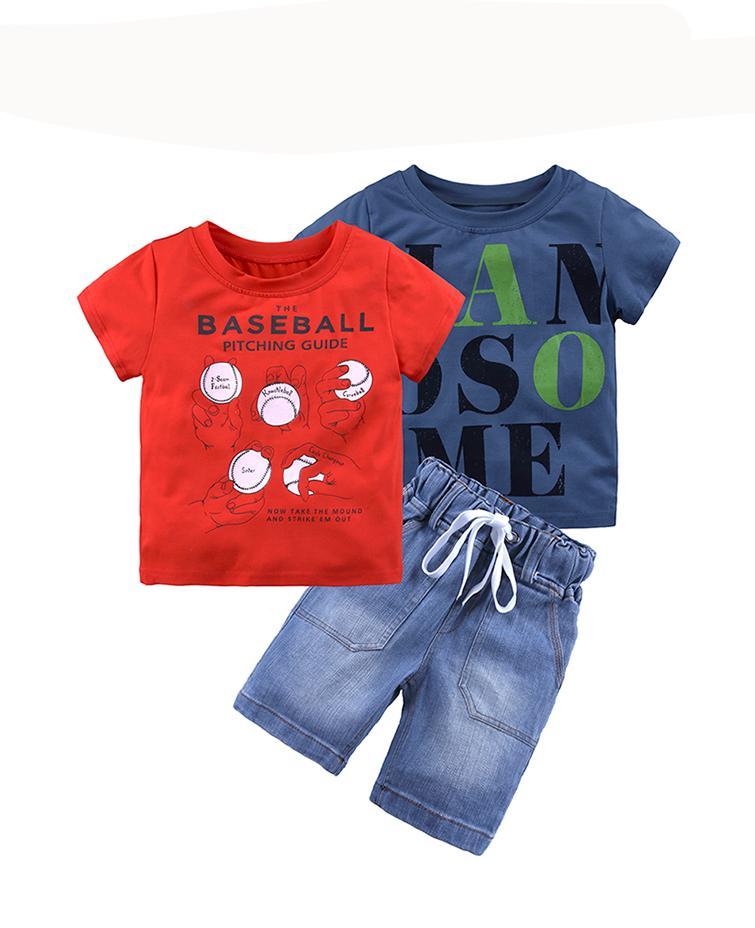 Every Day boy's 3-piece long jeans outfit and 2 short-sleeved shirts