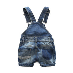 Angy boy outfit with denim overalls and short-sleeved shirt