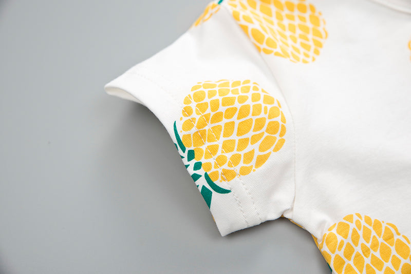 Completo Pinapple bimbo stampa frutta maglia a maniche corte e pantaloncino