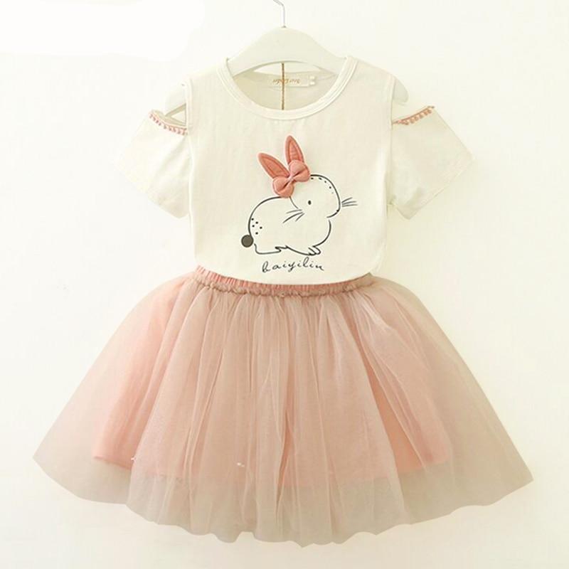 Emma baby girl rabbit t-shirt and tulle print outfit