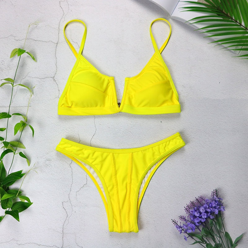 Bikini push up e slip brasiliano giallo - @ShopLowCost