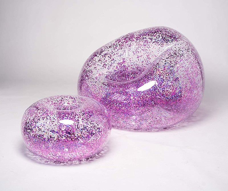 Inflatable and waterproof glitter armchair