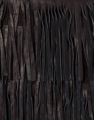High-waisted eco-leather miniskirt with multi-fringed fringes