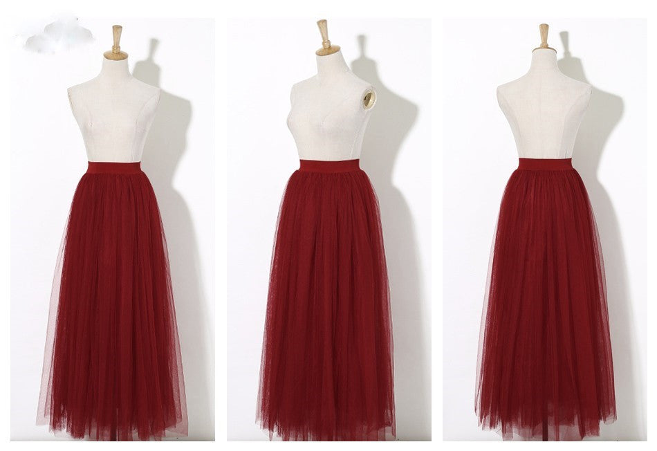 Viktoria 4-layer long high-waisted skirt in Maxi Tulle