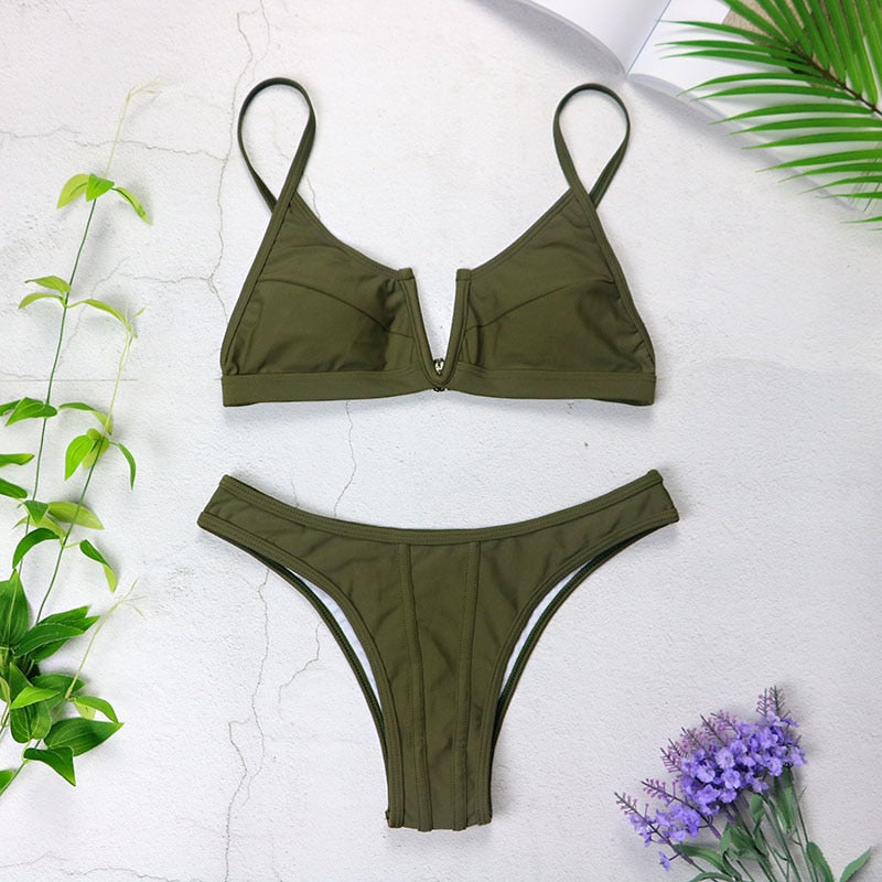 Bikini push up e slip brasiliano verde - @ShopLowCost