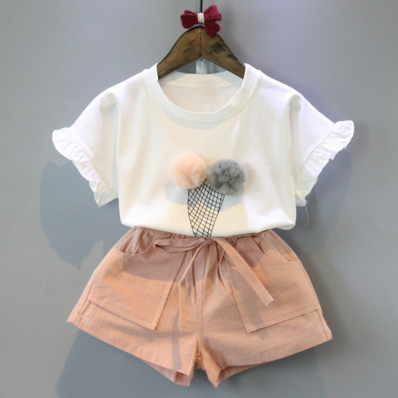 Icre Cream baby girl t-shirt and shorts set