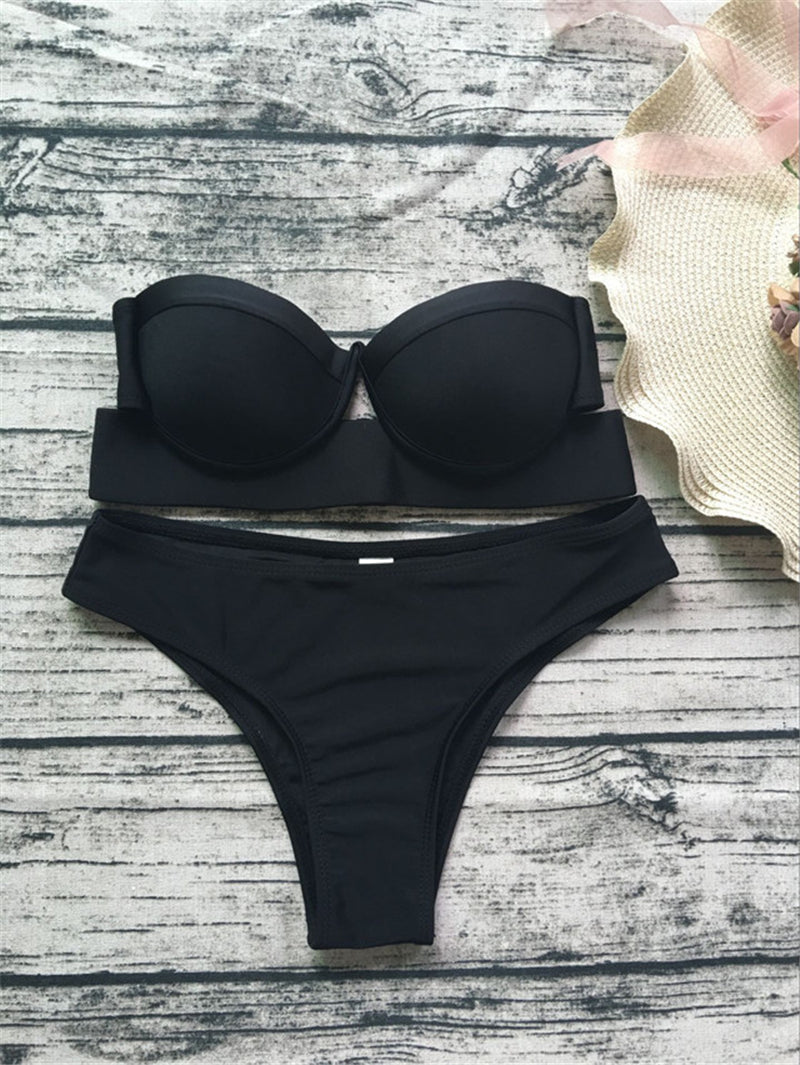 Bikini imbottito nero vintage e slip sgambato - @ShopLowCost