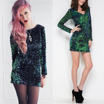 Fashion Glitter short dress with sequins