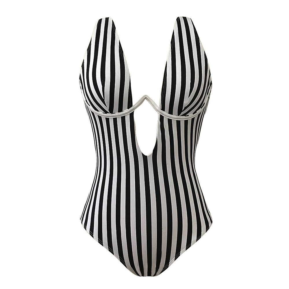 Janel striped one-piece swimsuit