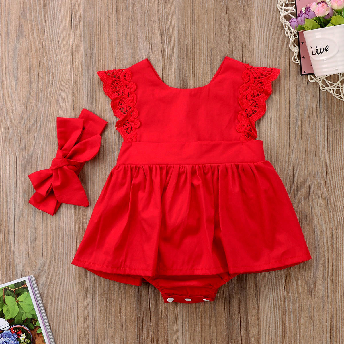 Baby Rouge suit and headband with bow