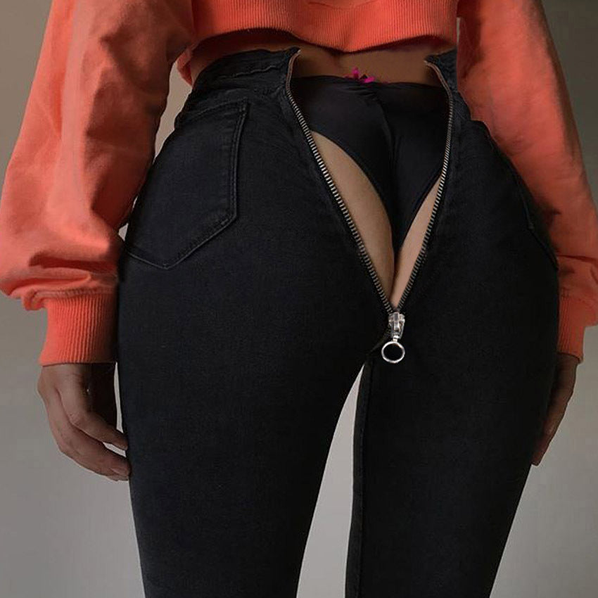 Sexy Zipper Jeans Pants with Back Zip