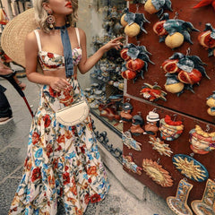 Dubai floral print crop top and long skirt set
