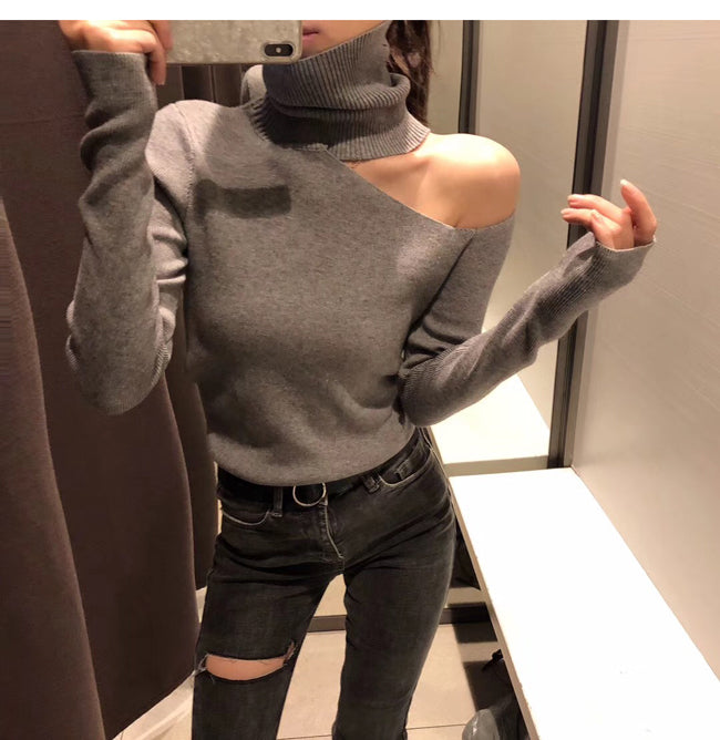 Sweetlife high neck sweater with open shoulder
