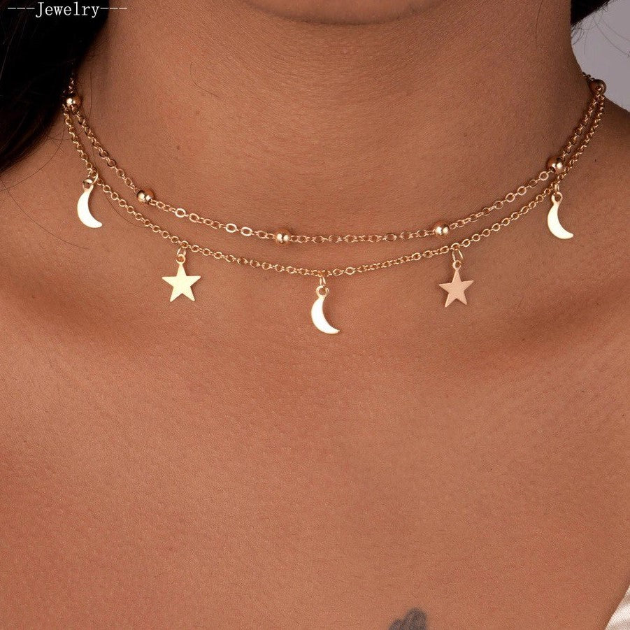 Stars and Moon_ short necklace