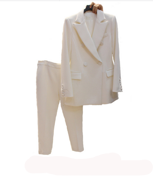 Completo Smart White elegante giacca e pantalone