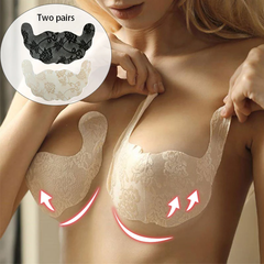 Embroidered self-adhesive push up bra pair