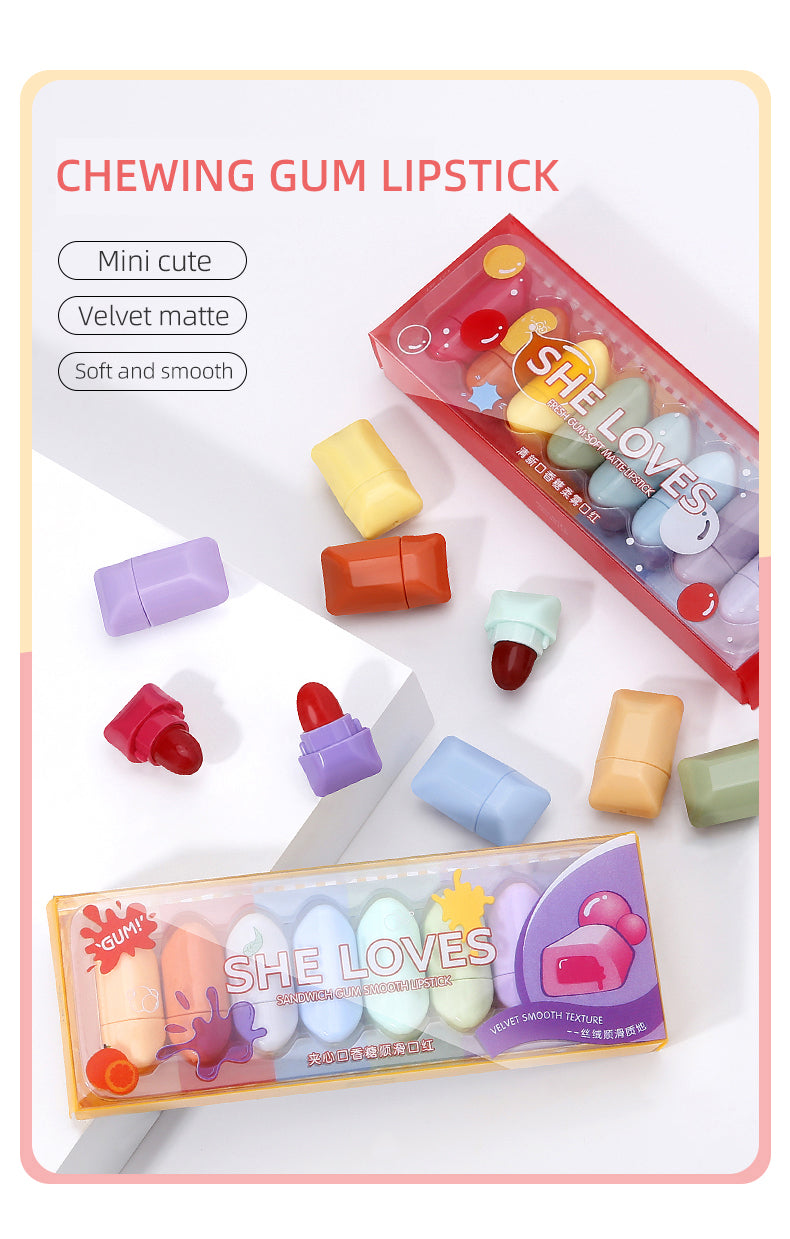 Set of 8 Chewing Gum Lipsticks