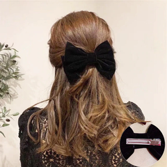 Flap velvet hair bow with elastic