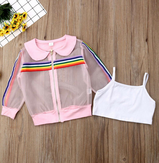 3-piece suit Rainbow Baby jacket top and shorts