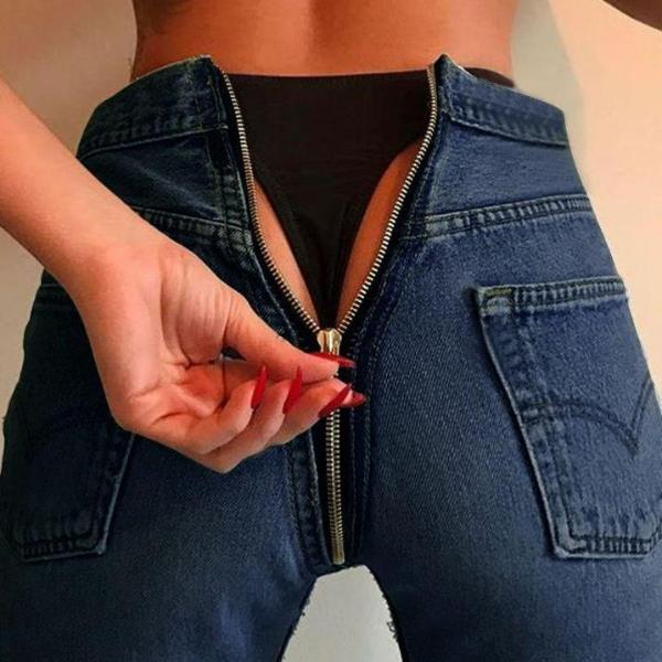 Jeans Zip Back con cerniera posteriore