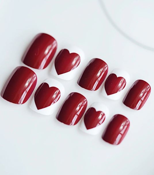 Red Wine nail tips set of 24 pieces
