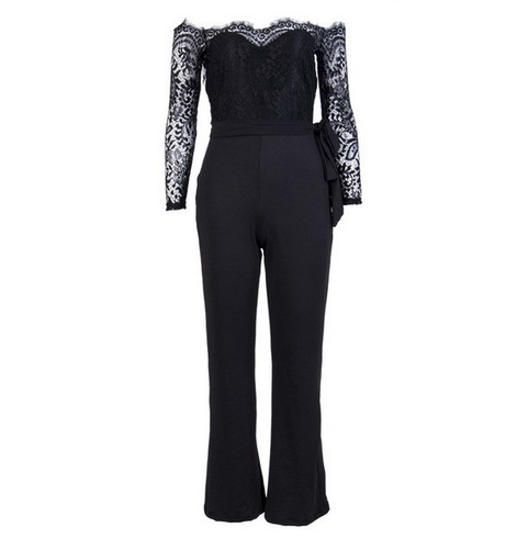 Cherry long jumpsuit with long lace sleeves