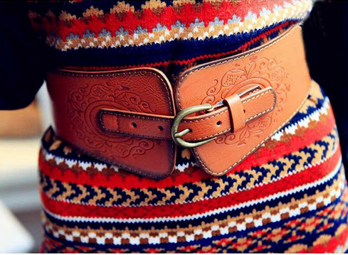 Trendy wide faux leather belt