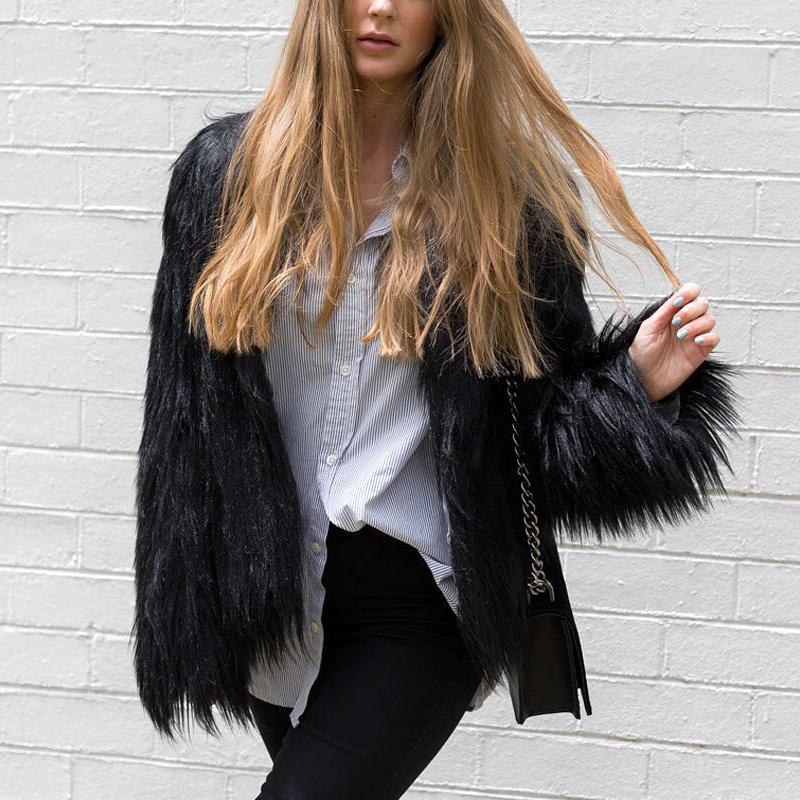 Hairy long-haired fur coat